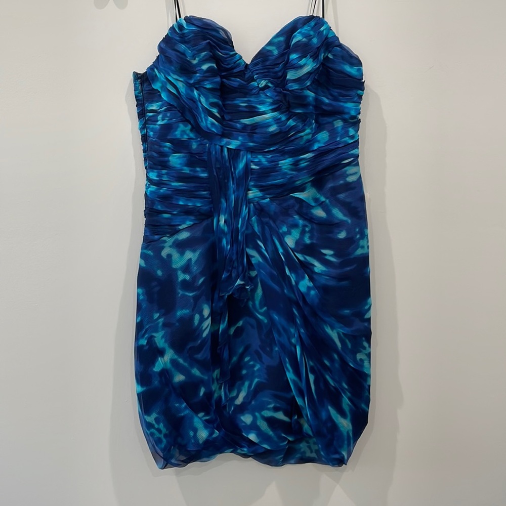 ABS Allen Schwartz Collection Blue Strapless Cocktail Dress Size 8